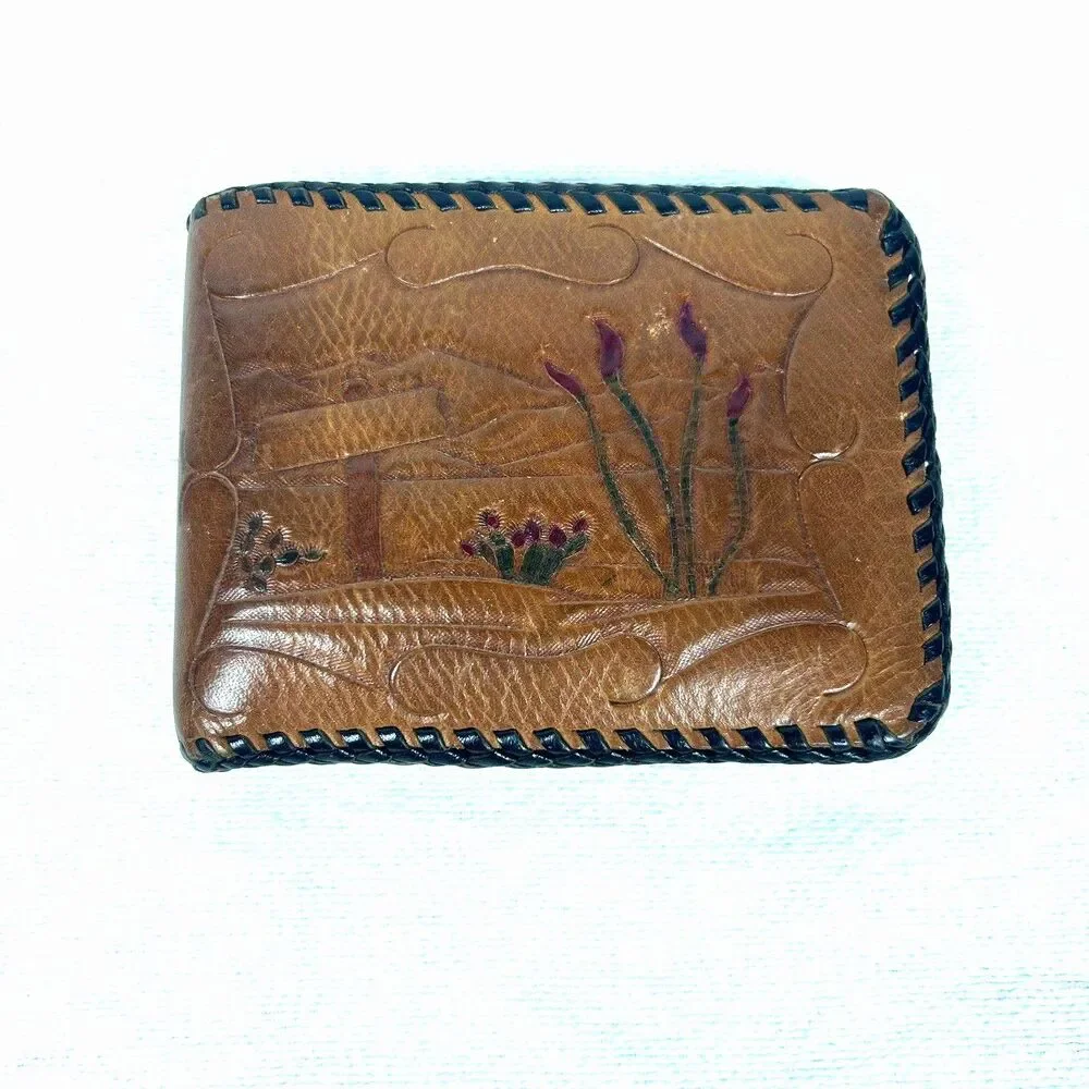 Vintage Hand-Tooled Leather Masonic Past Master Wallet - Blue Lodge